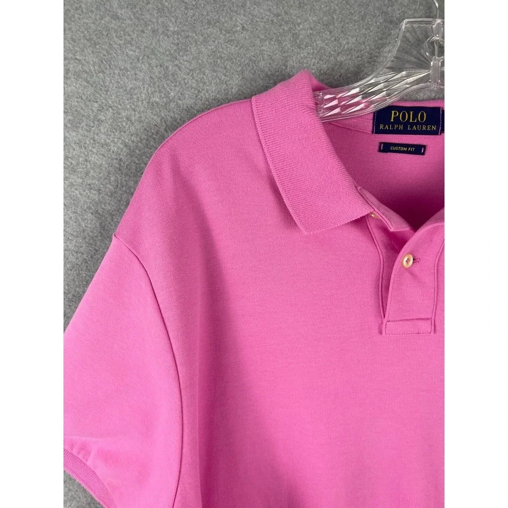 Polo Ralph Lauren Polo Shirt Mens L Pink Green Pony Short Sleeve Preppy‎ Casual